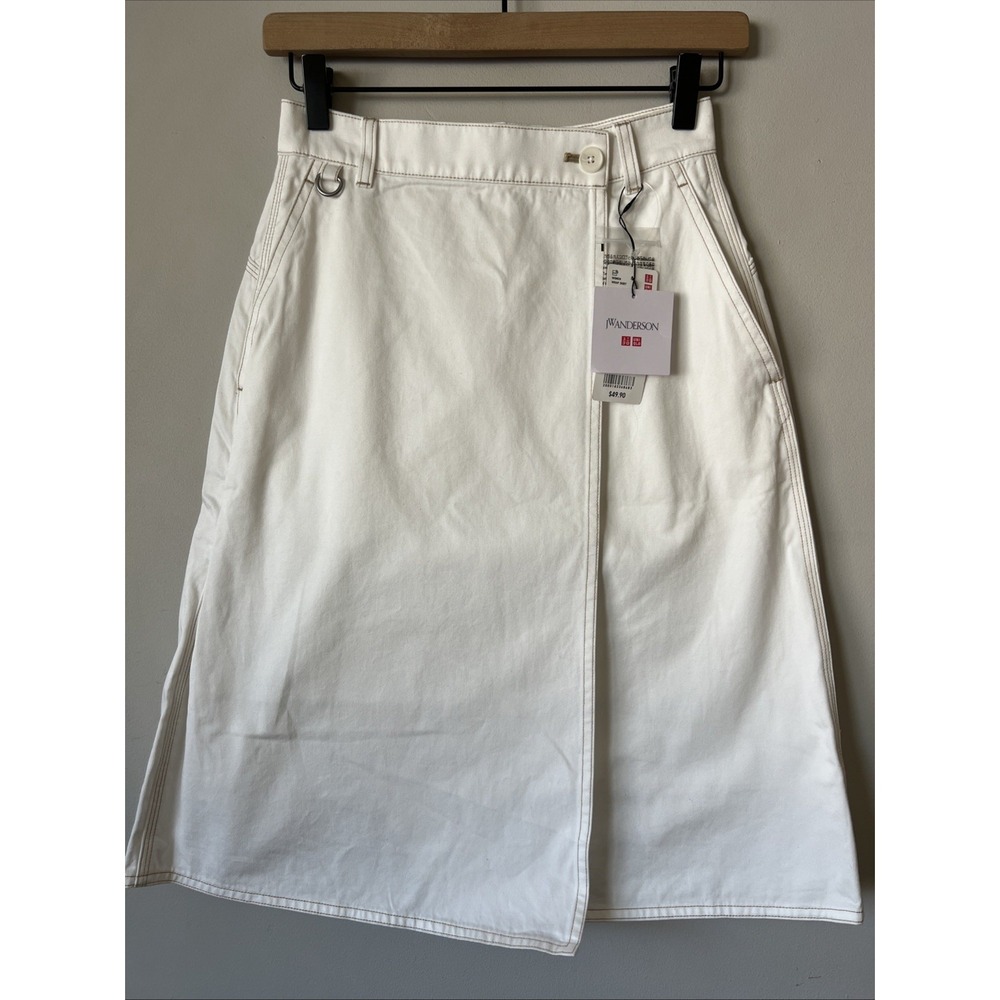 Uniqlo JW Anderson Off White Wrap Skirt Size 0 Preppy Utility Modern